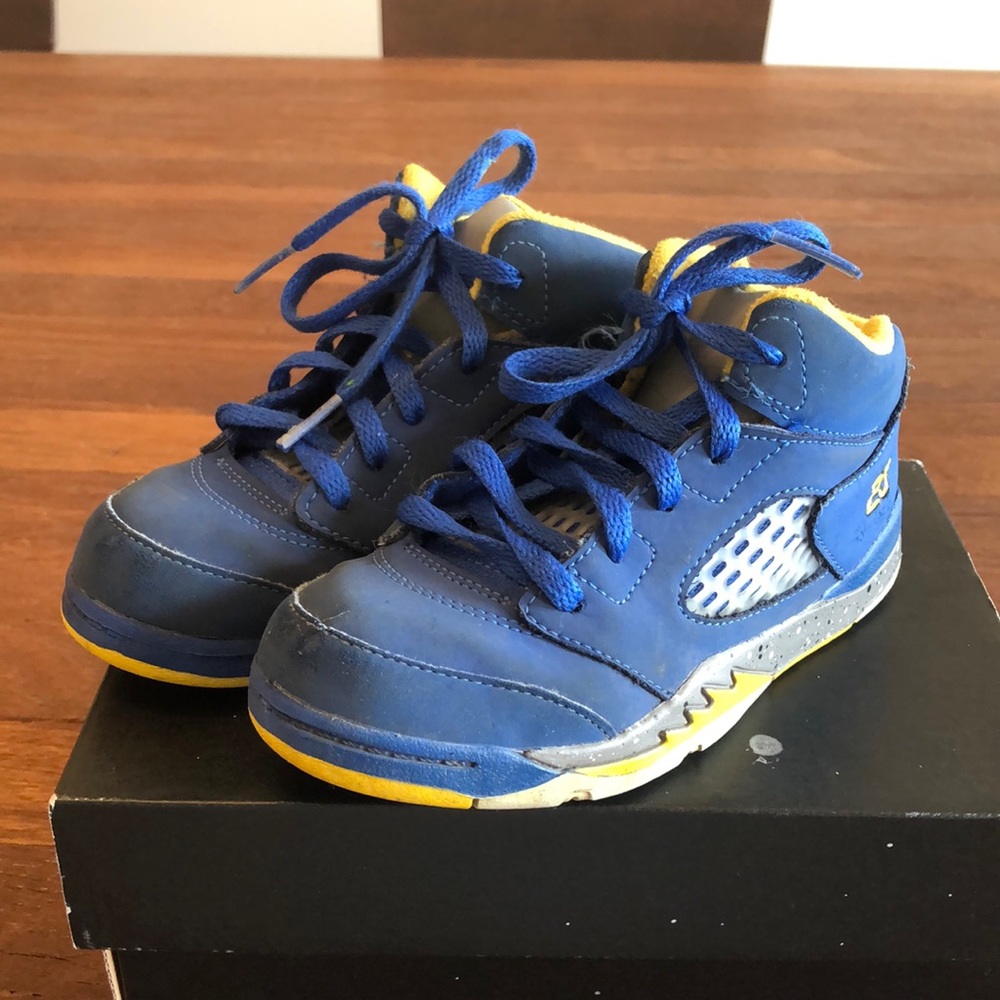 Air Jordan 5 Laney JSP TD CI3289-400 Toddler Boy’s Sneakers Size 10C Blue Yellow